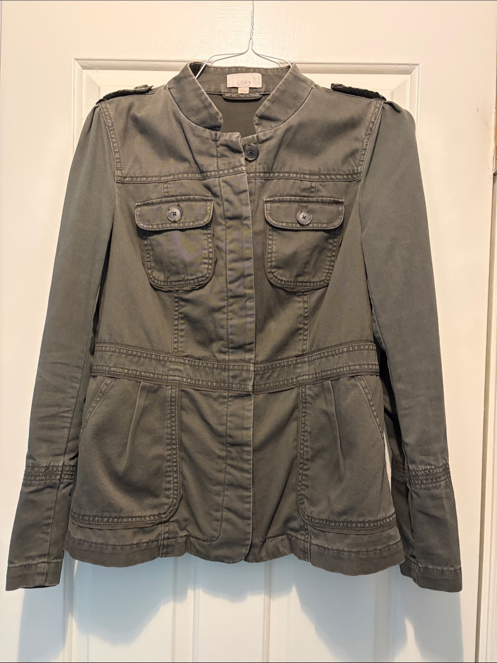 LOFT Olive Green Utility Jacket with Flap Pockets
